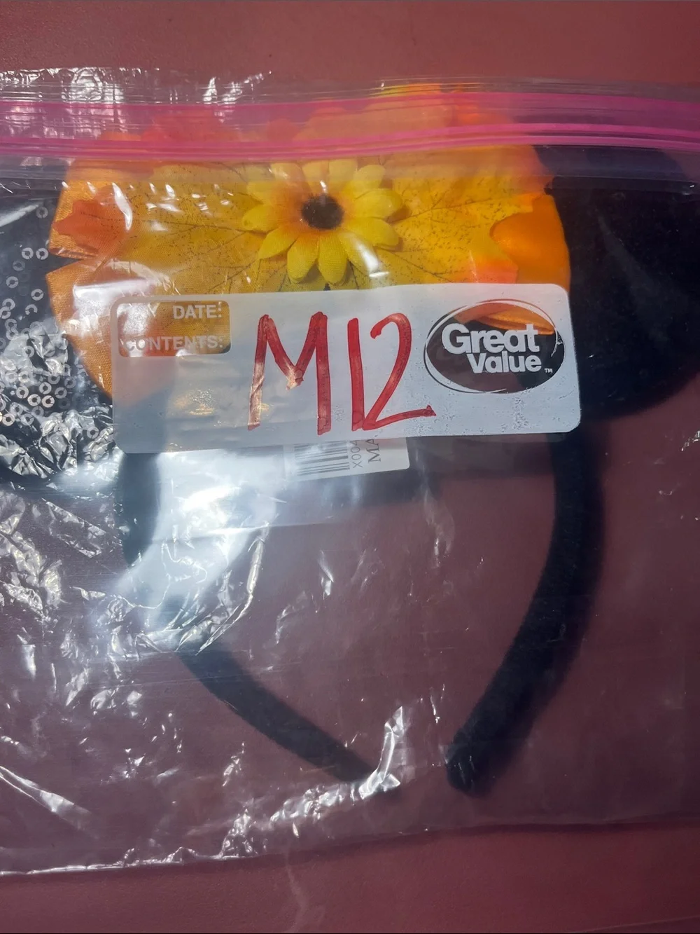 Black Mouse Ear Headband with Yellow Sunflower Accent - Kids Costume